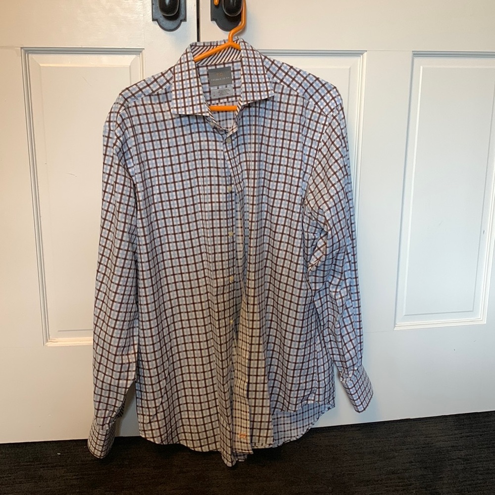 Thomas Dean button down plaid shirt